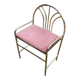 Vintage brass stool with pink seat, 1950s, Czech Republic