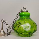 Green glass farmhouse hanging lamp