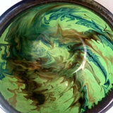 Salad bowl xl with green, blue and brown marbling