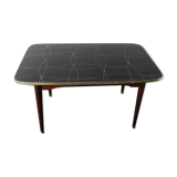 Folding table with black and gold painted glass, 1950