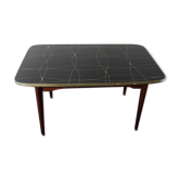 Folding table with black and gold painted glass, 1950