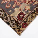 Tapis oriental vintage anatolien rouge bordeaux et noir, laine fait main