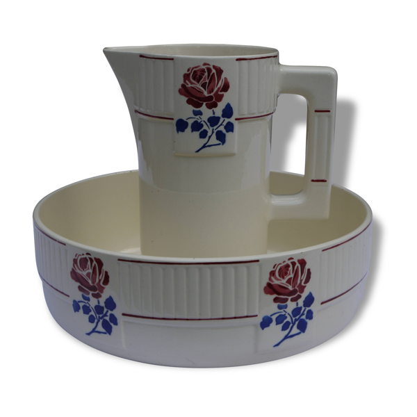 Broc et cuvette de toilette  anciens fa ence Badonviller   Broc et cuvette de toilette  anciens fa ence Badonviller