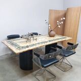 Italian vintage onyx marble floral dining table 'Edelweiss'