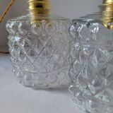 Duo of molded glass pendant lights