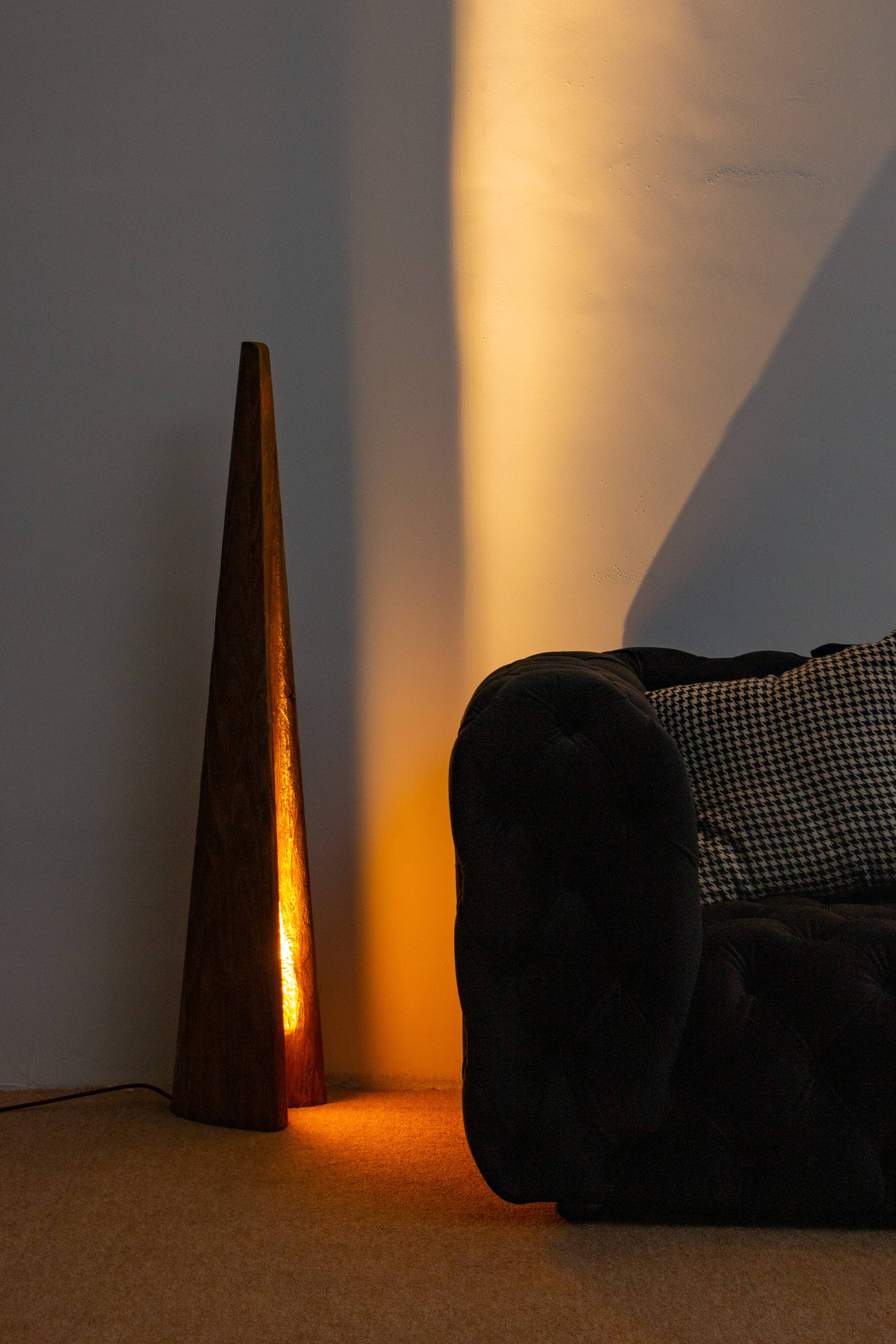 Handmade Mid-Century Modern Light ZENITH Solid Wood Sculptural Floor lamp