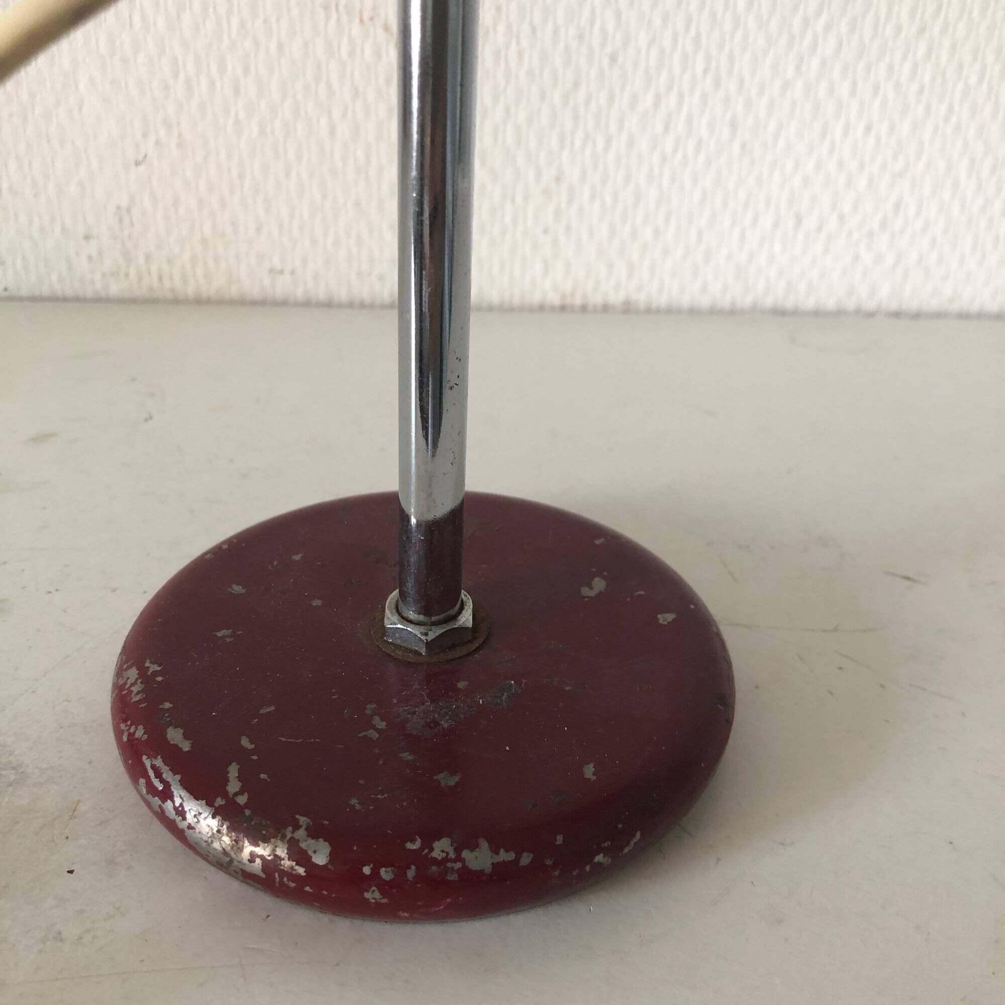 Vintage 1960 children's desk lamp, burgundy bedside table - 26 cm