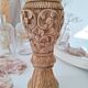 Carved solid wood vase