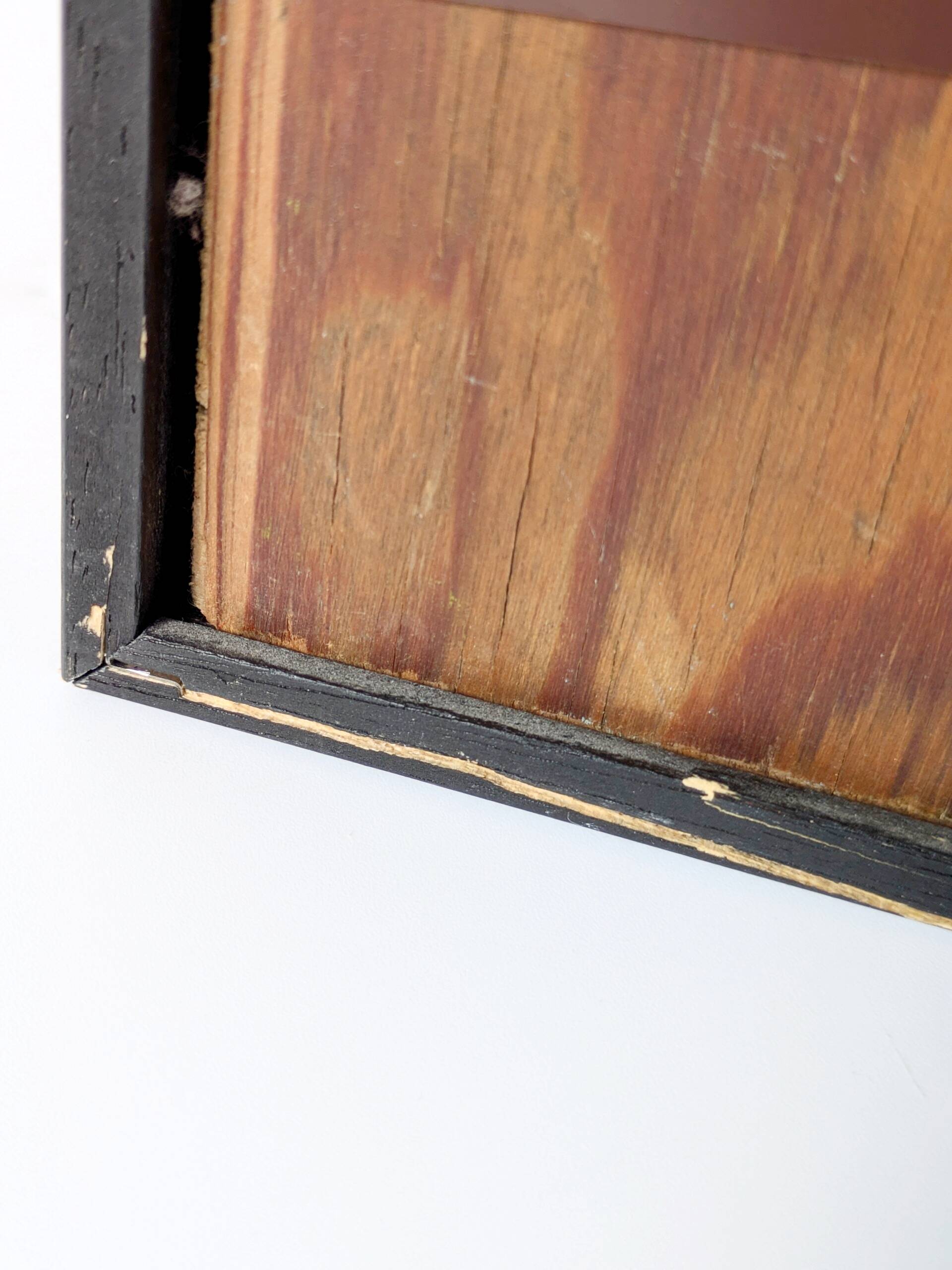 Vintage oil painting, rural winter landscape, 1960s