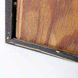 Vintage oil painting, rural winter landscape, 1960s