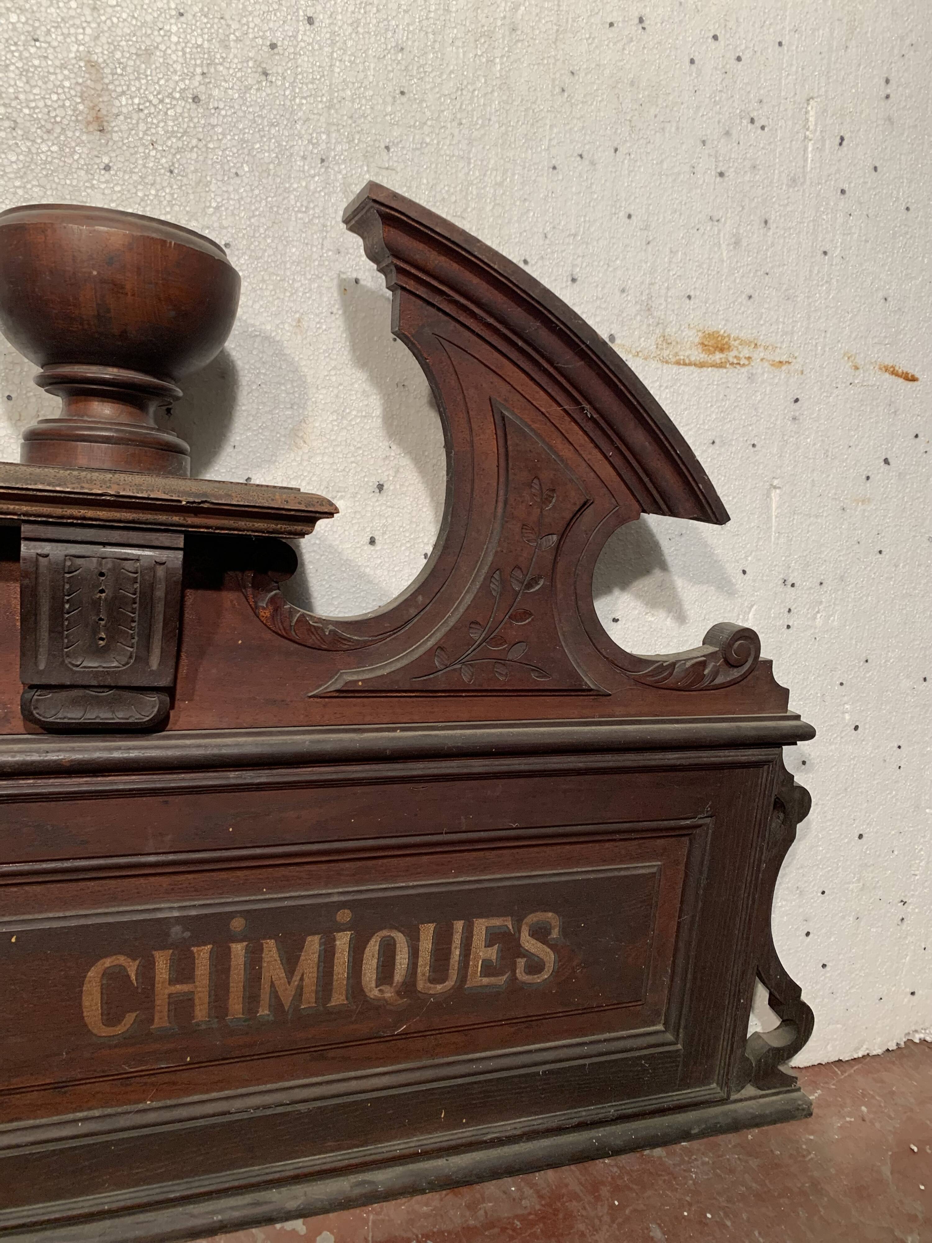 Pediment or top of furniture in natural wood XIX century