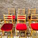 Set de 6 chaises tissu rouge 1960