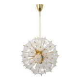 Grand superb Sputnik floral chandelier in glass and brass, Germany, 1960s.