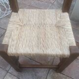 6 chaises rustiques en bois et paille