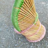 Armchair and stool set in bamboo and braided string