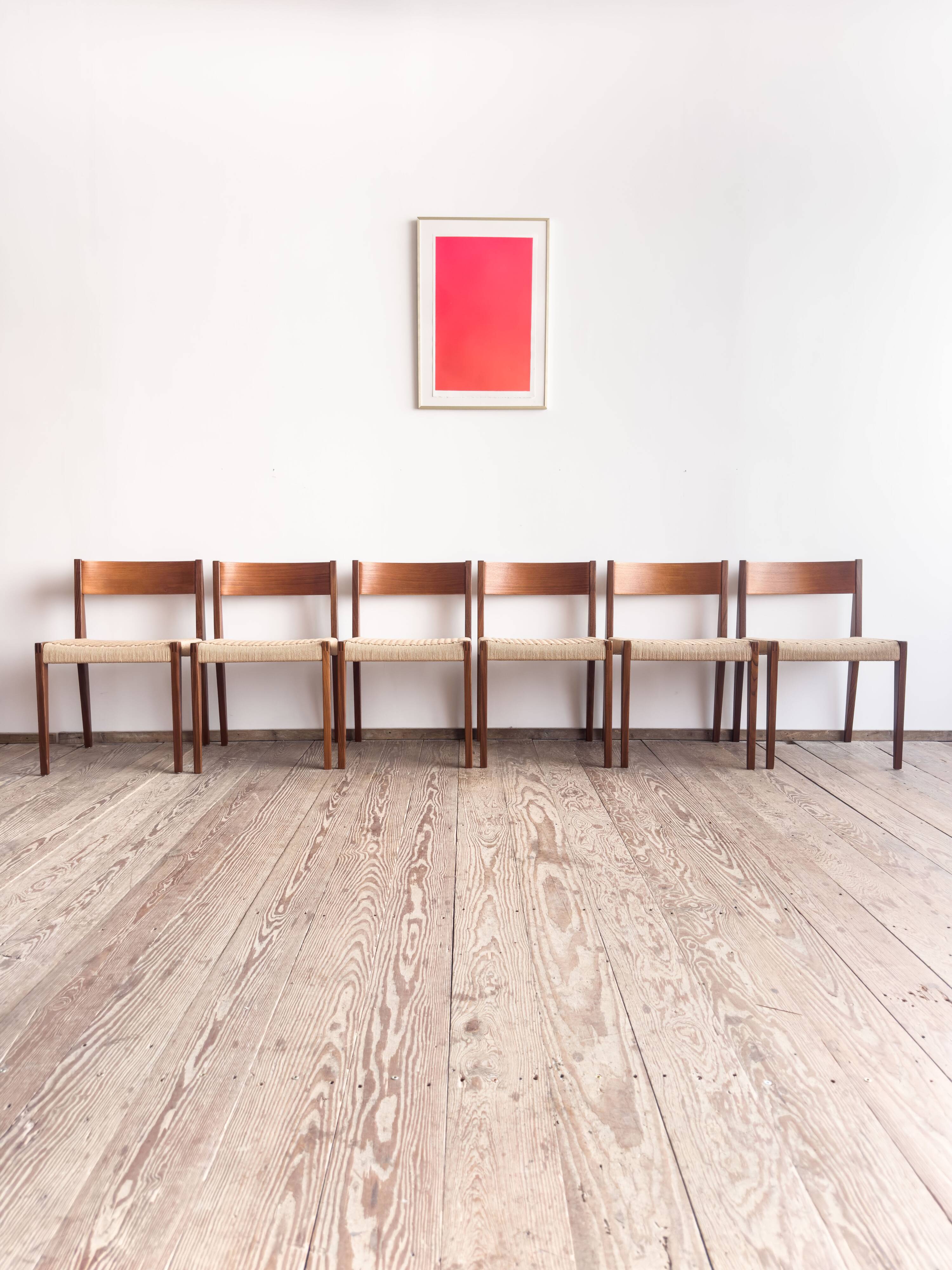 6 chairs by Poul Cadovius, walnut, with new seats, Mid Century.