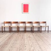 6 chairs by Poul Cadovius, walnut, with new seats, Mid Century.