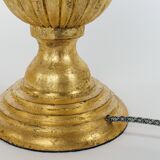 Pair Of Gold Gilt Carved Urn Shaped Wooden Table Lamps