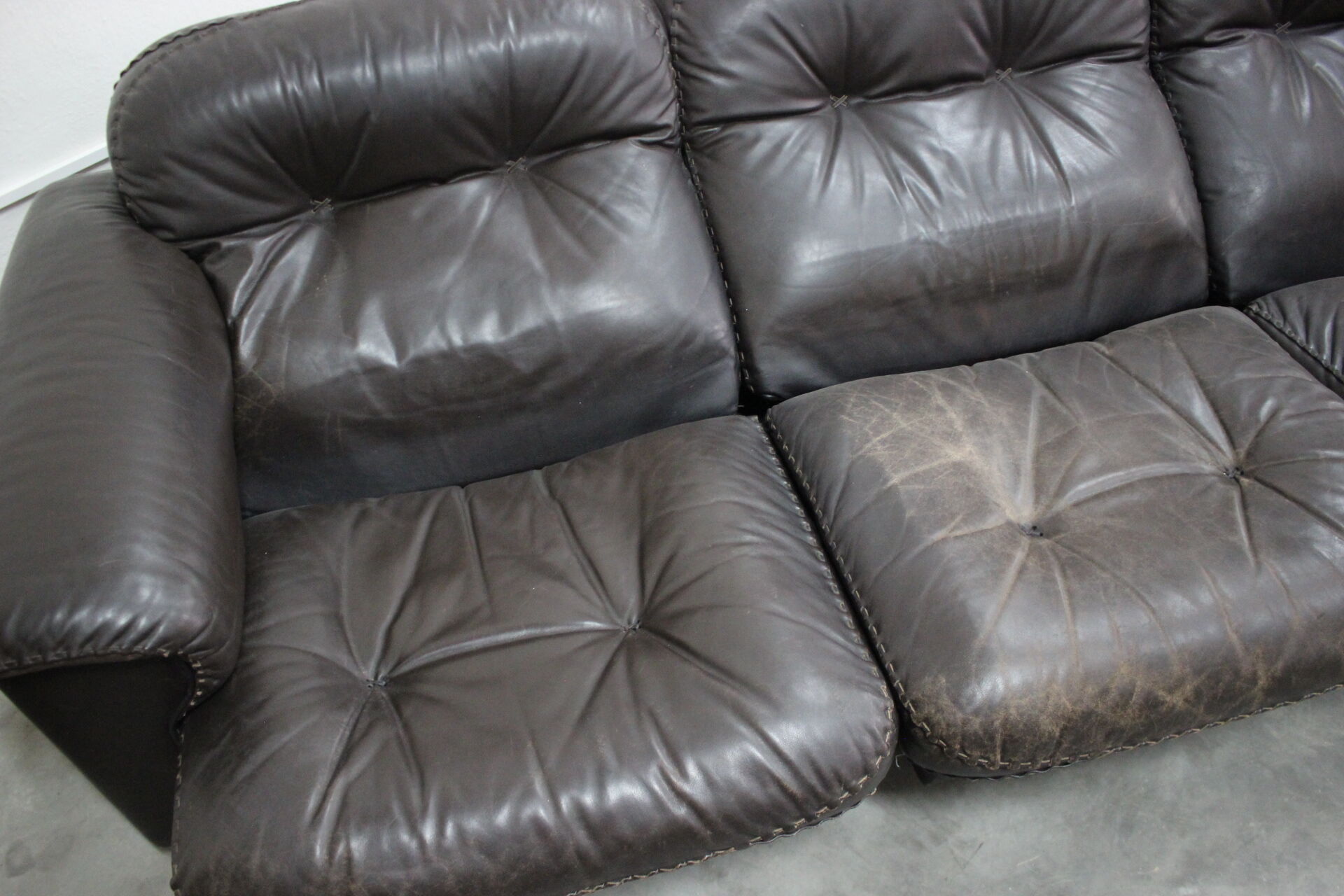 1970s  De Sede Adjustable Brown Leather 3-Seater Sofa  DS-110 James Bond