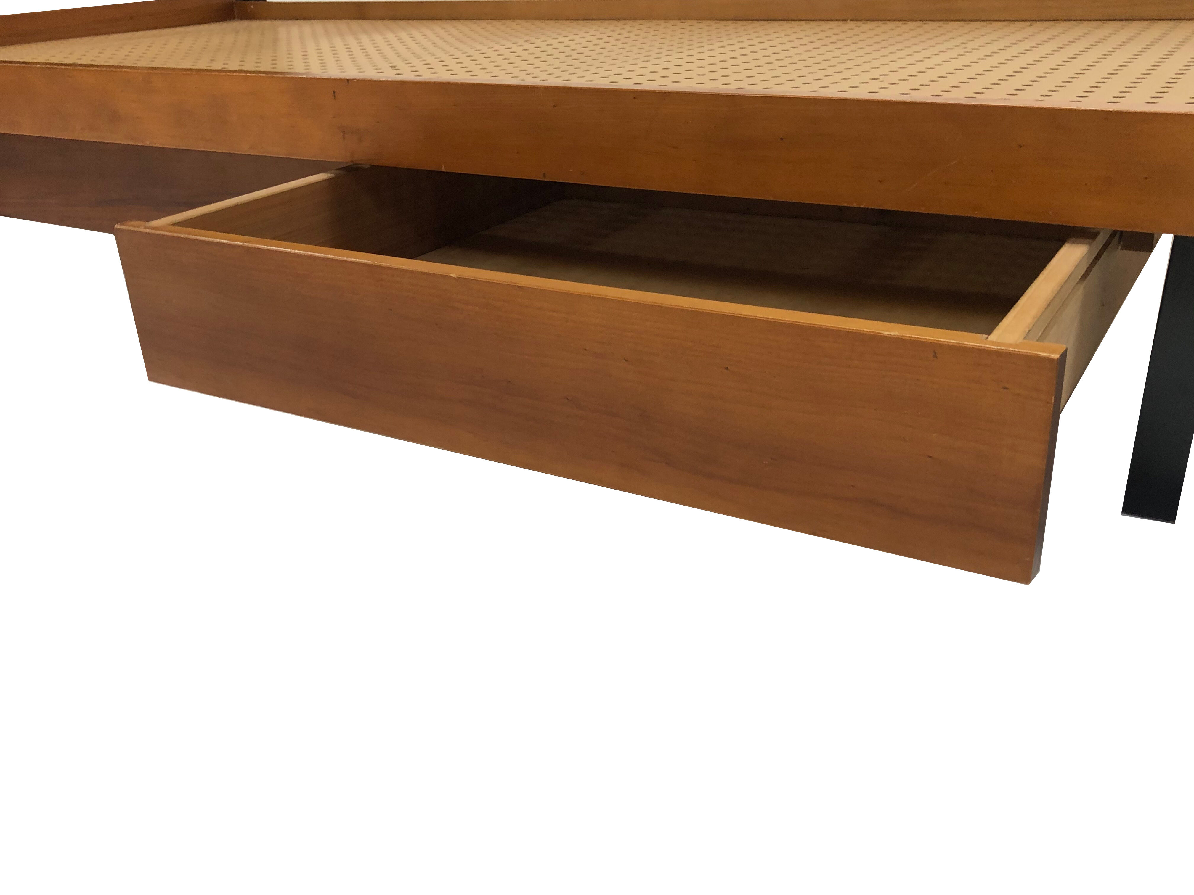 Vintage wooden bed with drawers, Netherlands, 1960