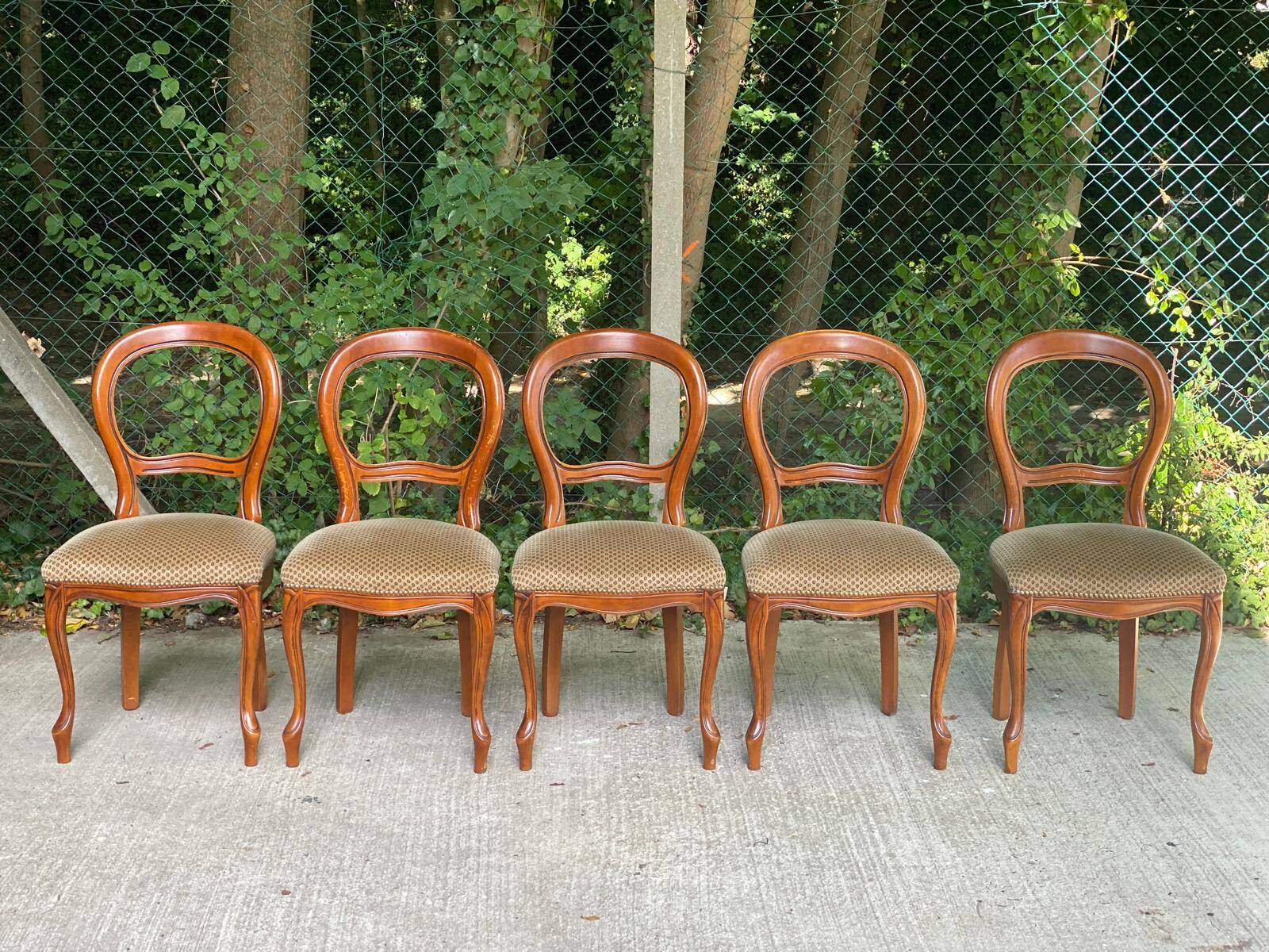 5 vintage Louis Philippe dining chairs Solid curved wood