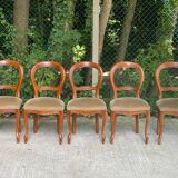 5 vintage Louis Philippe dining chairs Solid curved wood