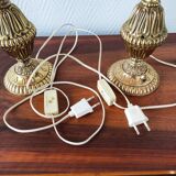Paire de lampes rétro en laiton