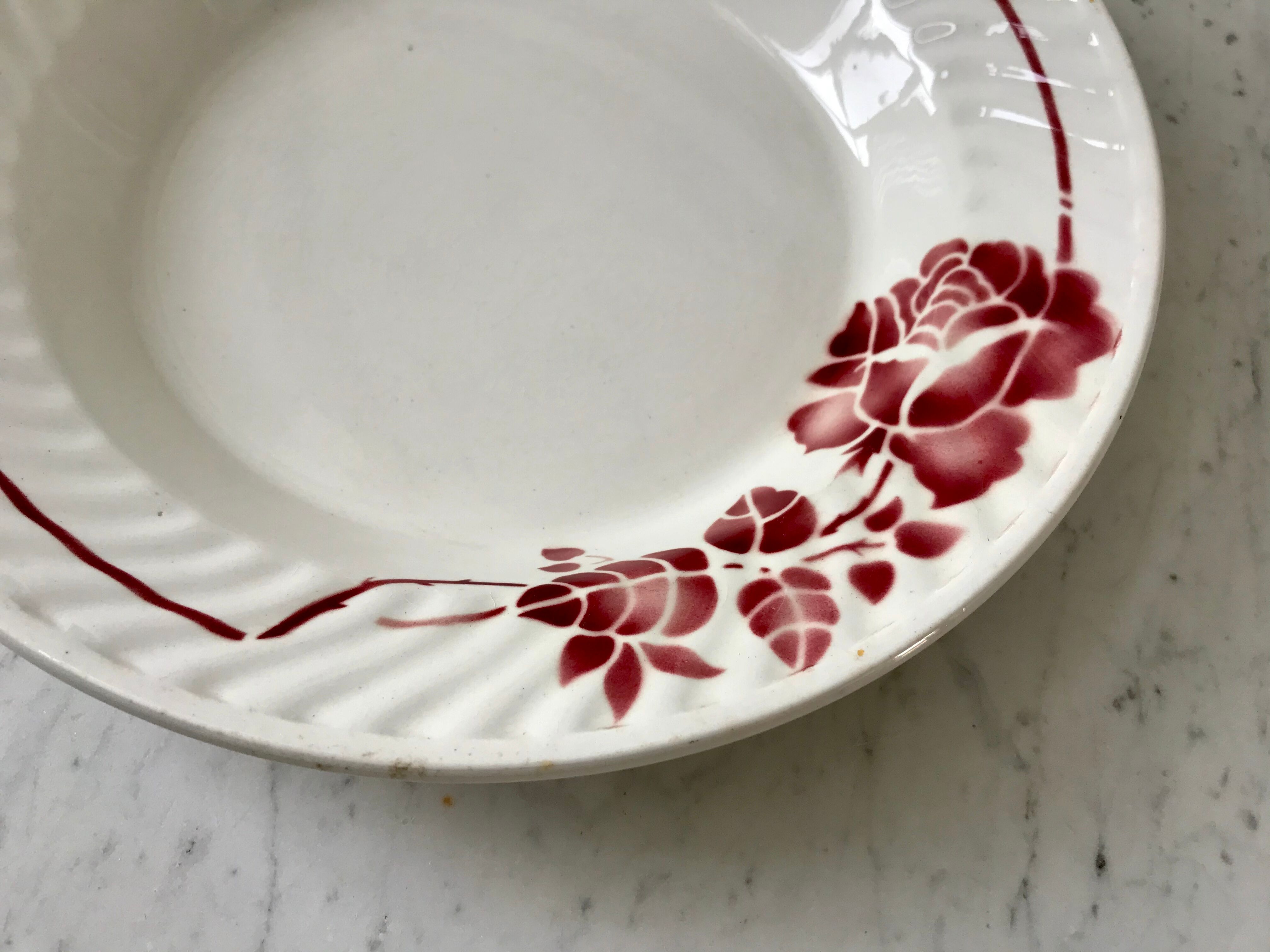 Hollow dish Saint-Amand pink flowers 30s