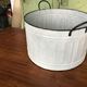 large round basin in vintage zinc