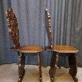 Pair of 19th century walnut stepladder chairs