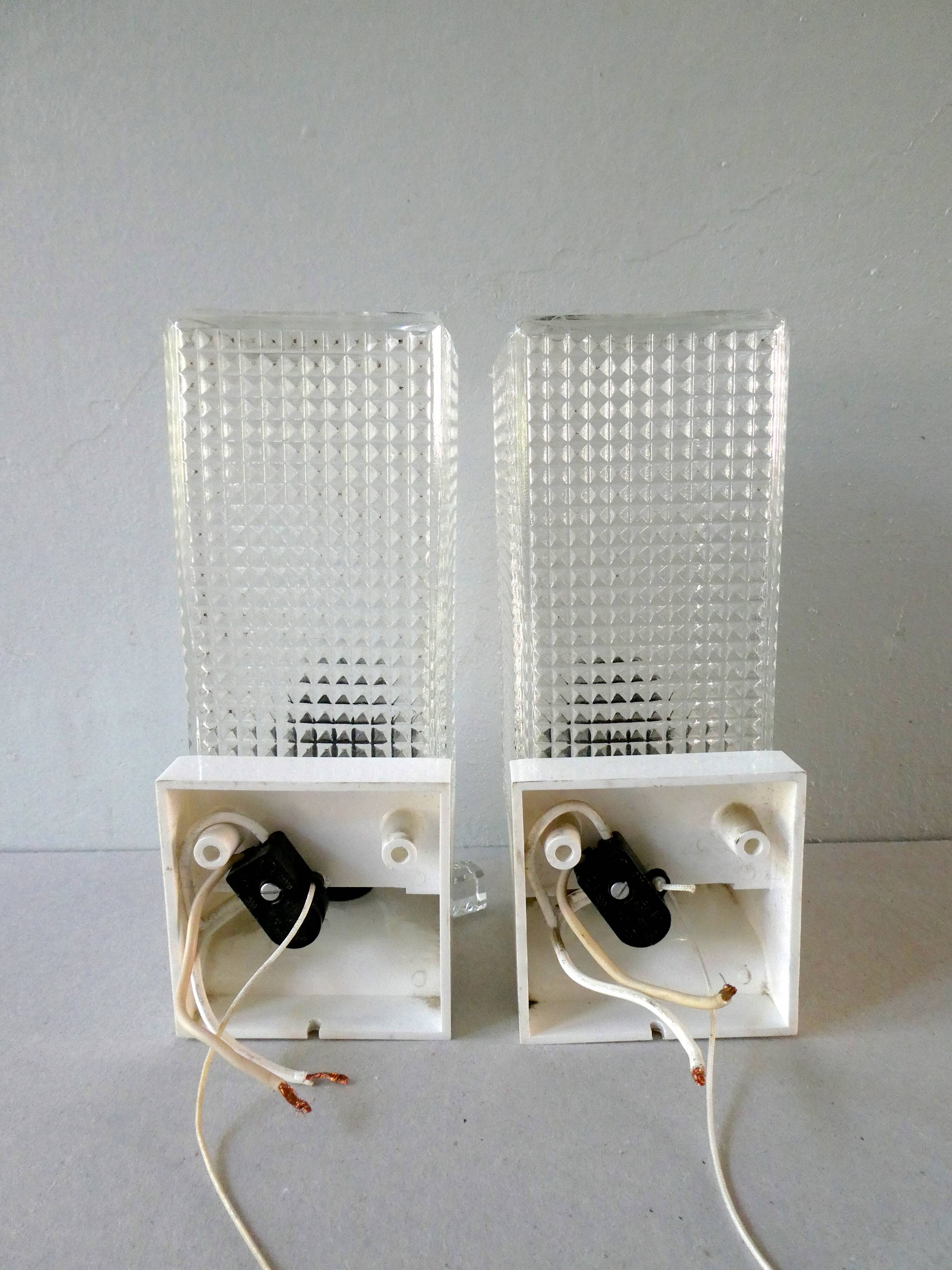 Pair of zipper wall lamps, made of glass 70