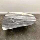 Large vintage unique marble table with zig zag base, France, 1980s