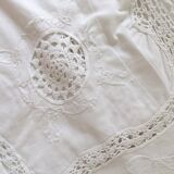 Tablecloth rectangular white cotton embroidered