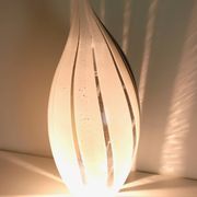 Black and White Penguin Murano Glass Table Lamp with Silver Flakes, Italy