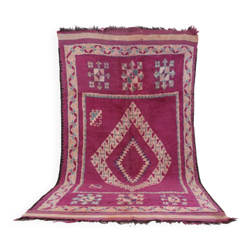 Tapis marocain berbère vintage en laine violette fait main