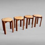 Tabouret en bois résineux, set de 4