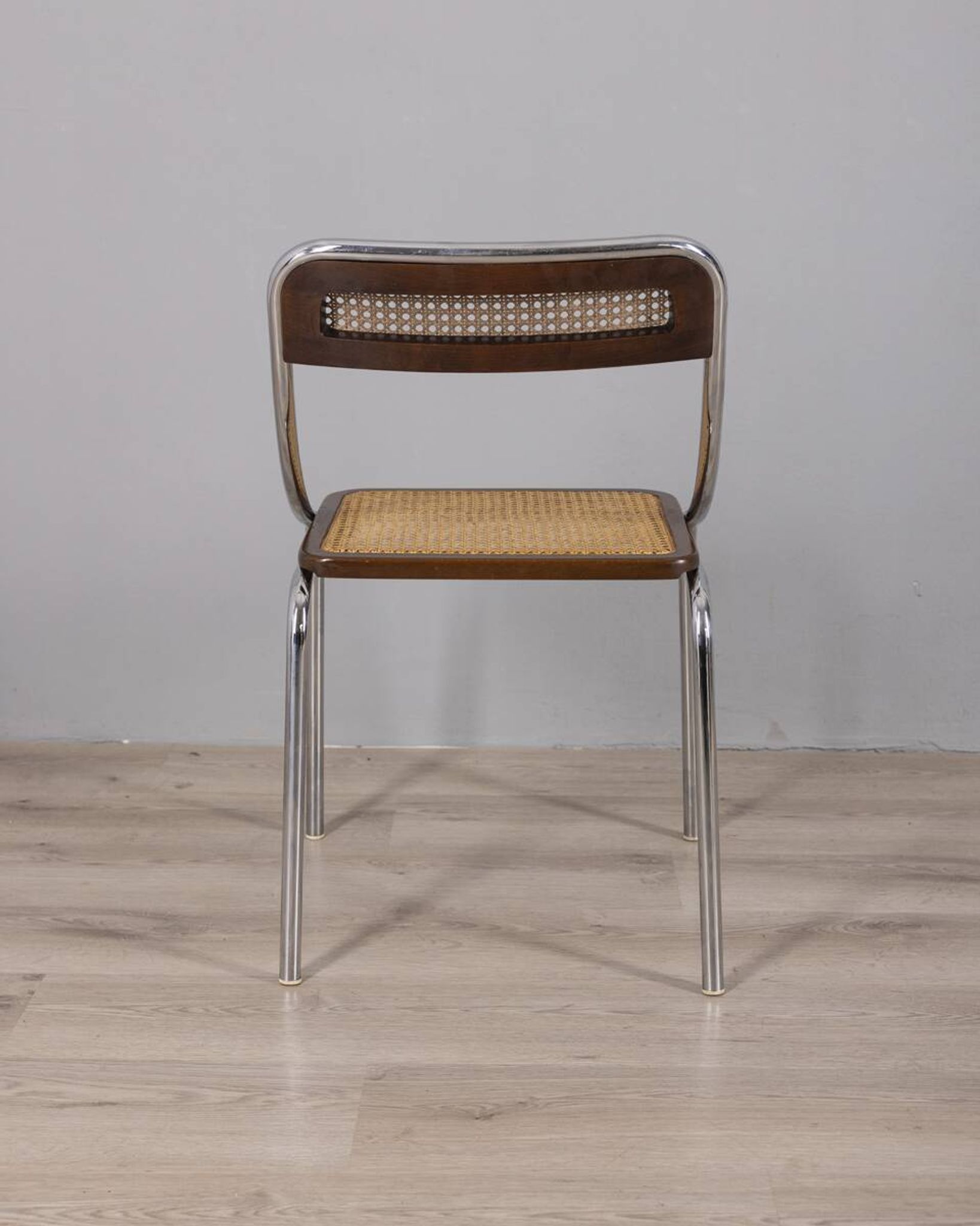 Set of 3 Vintage 1970s Chairs in Metal and Vienna Straw, Italian Design