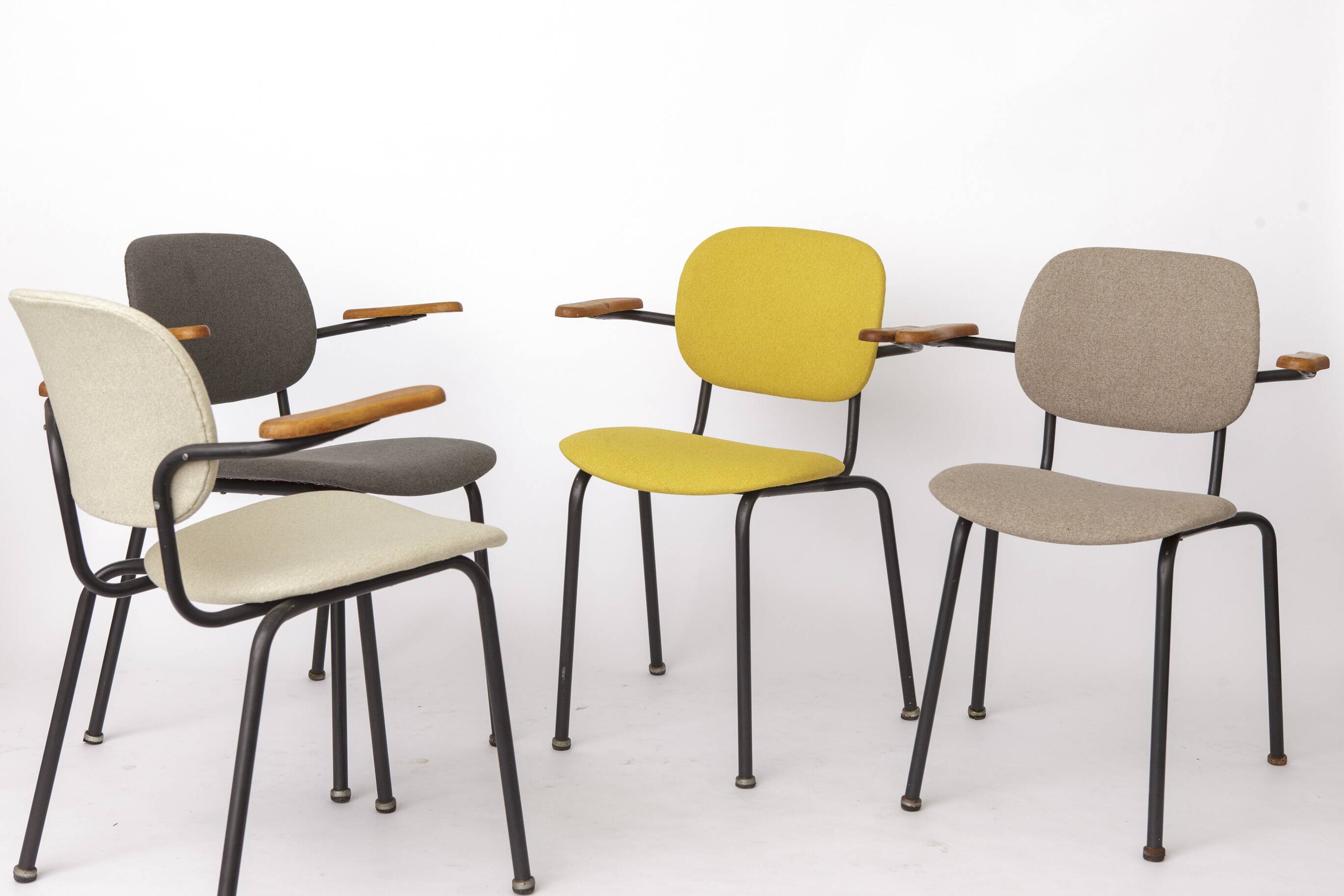 Set of 4 Vintage Armchairs 1950s Germany, Mid Century Modern Dining Chairs