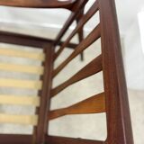 Set of 2 Scandinavian design teak armchairs from the 60s, new blue fabric