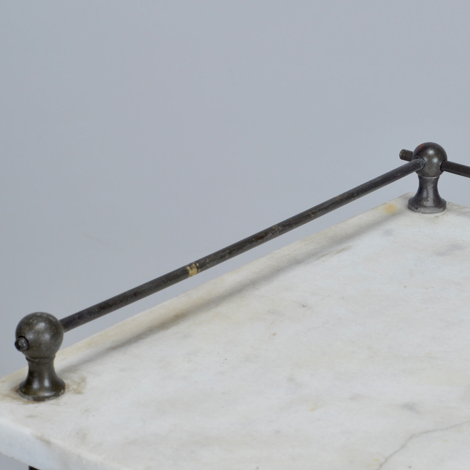 Steel hospital bedside cabinet with a marble top, 1920's