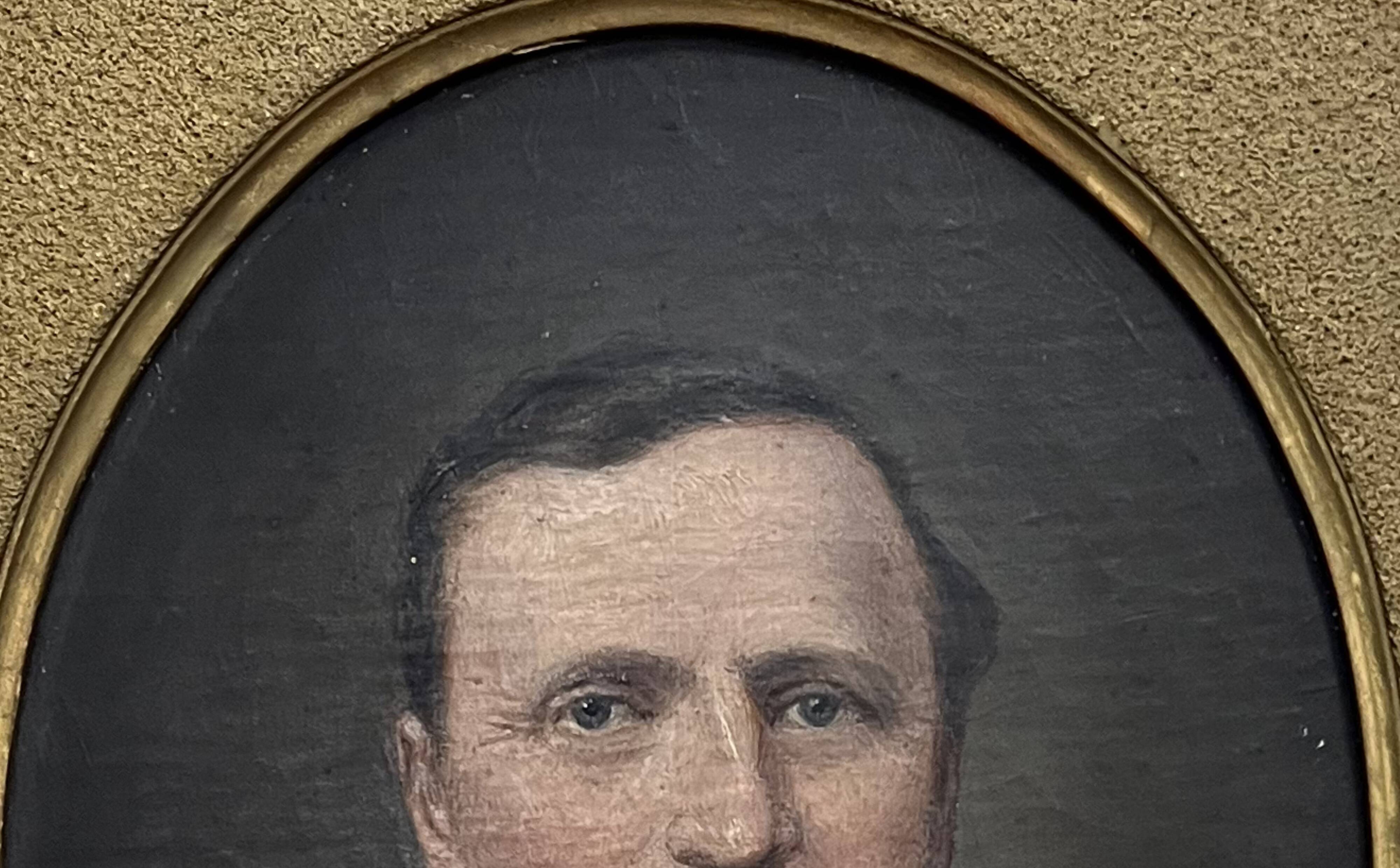 Portrait, oil on canvas of a man with a moustache signed Louis Joseph Digout, 19th century.