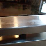 Brushed steel coffee table frame without glass - 1970s