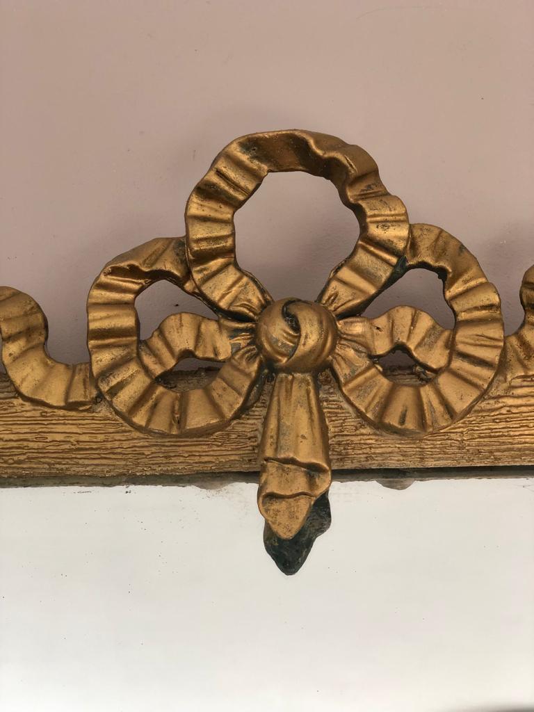 Large old mirror between two gilded pediment louis Philippe ice mercury