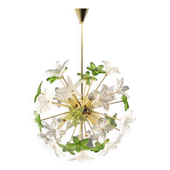 Sculptural Floral Glass Chandelier, Czechoslovakia, 1970s–1980s