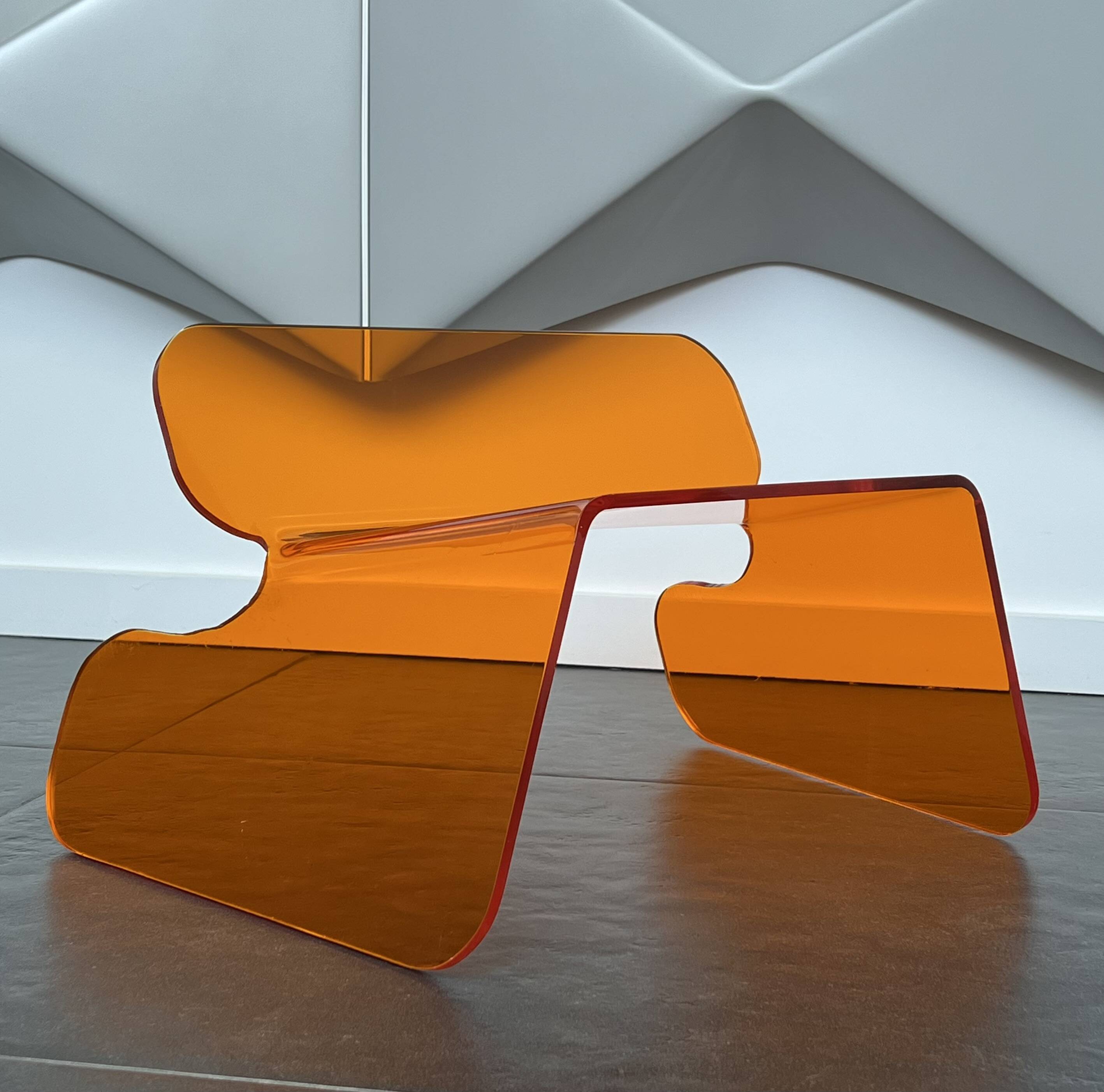 Orange plexiglass chair, 1970s France.