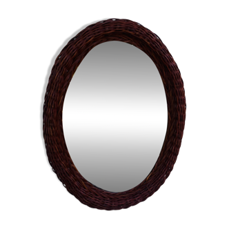 Oval wicker mirror
