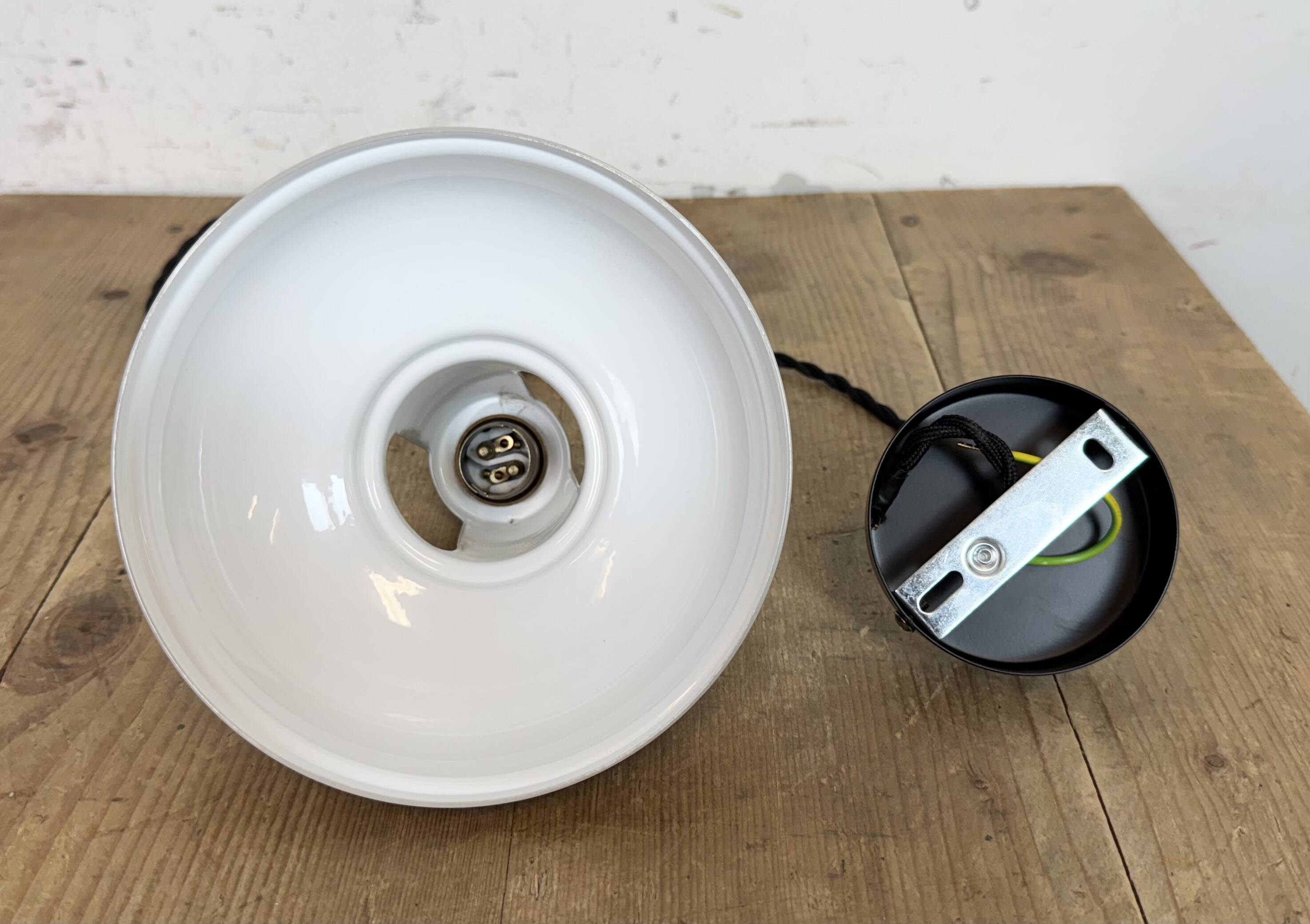 Vintage Industrial Beige Painted Ceiling Lamp, 2000s