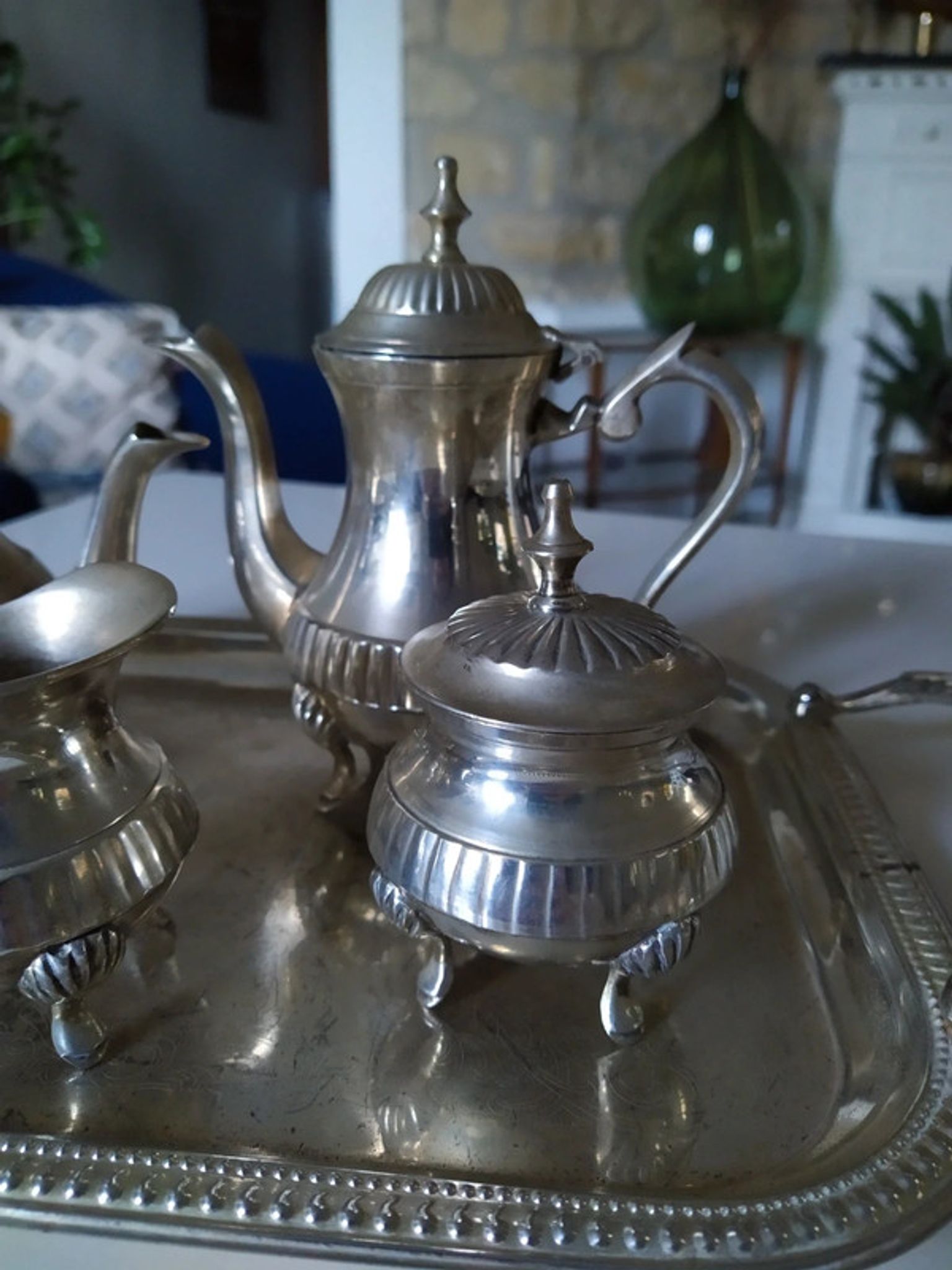 Silver metal coffee set