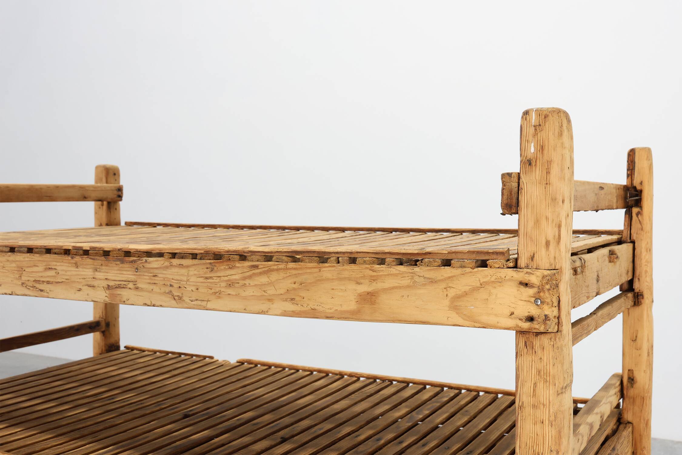 Large baker's cart/ rolling shelf in pine wood, France ca. 1900