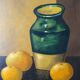 Still life painting with oranges and vase signed oil on canvas